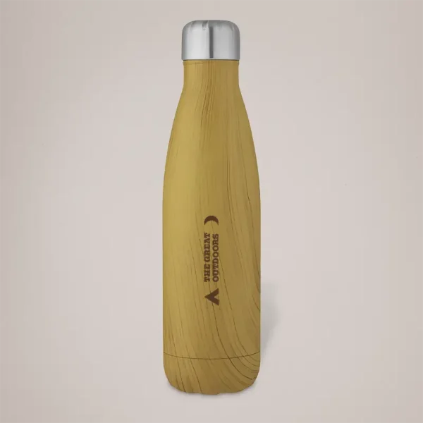 Cove Vacuum Insulated Stainless Steel Bottle with Wood Print Custom Wood-Effect Stainless Steel Bottle (500ml)